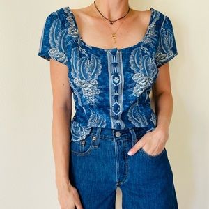 New Polo Ralph Lauren blue Floral Peplum Top